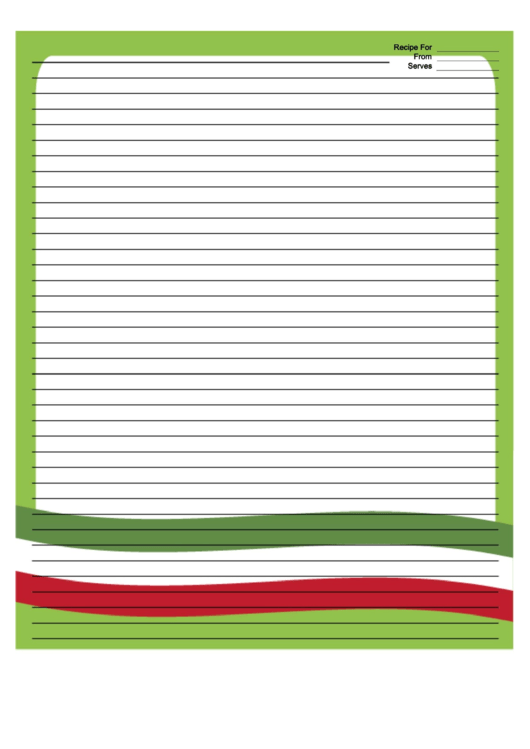 Mexico Flag Green Recipe Card 8x10 Printable pdf