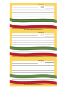 Mexico Flag Yellow Recipe Card Template