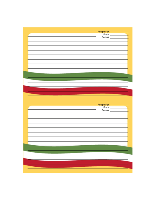 Mexico Flag Yellow Recipe Card Printable pdf