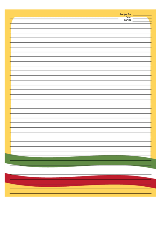Mexico Flag Yellow Recipe Card 8x10 Printable pdf