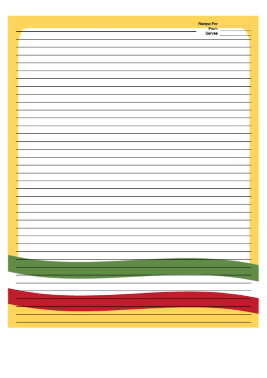Mexico Flag Yellow Recipe Card 8x10 printable pdf download