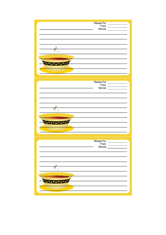Soup Yellow Border Recipe Card Template Printable pdf
