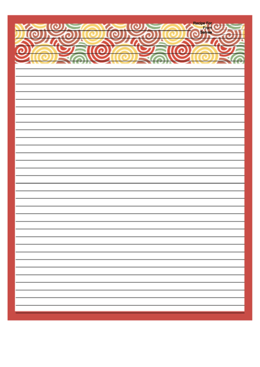 Red Curlicues Recipe Card 8x10 Printable pdf