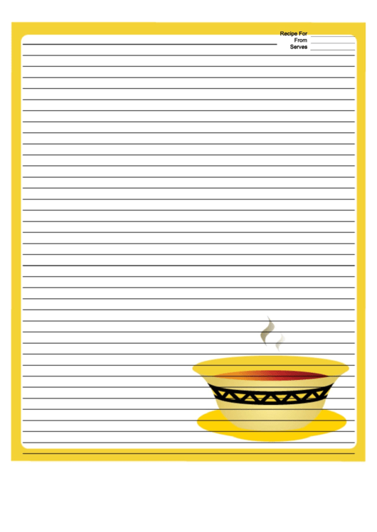 Soup Yellow Border Recipe Card 8x10 Printable pdf