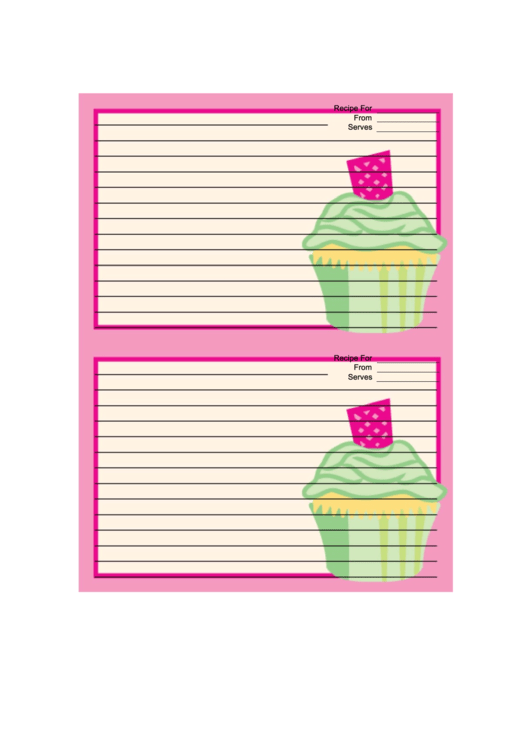 Pink Cupcake Recipe Card Printable pdf