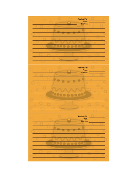 Orange Pedestal Cake Recipe Card Template Printable pdf