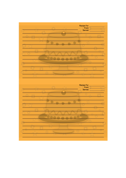 Orange Pedestal Cake Recipe Card Template Printable pdf