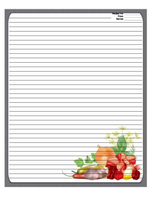 Meat Veggies Herbs Black Recipe Card 8x10 Printable pdf