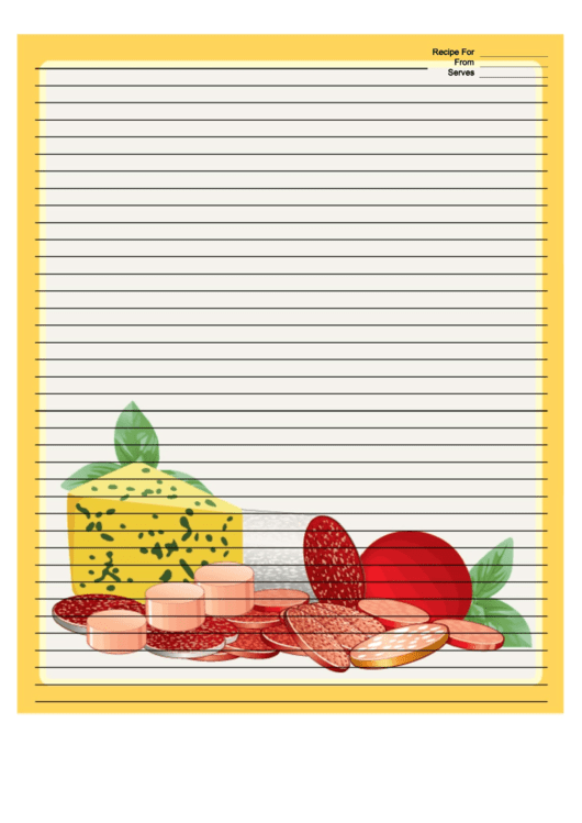 Yellow Salami Cheese Recipe Card 8x10 Printable pdf