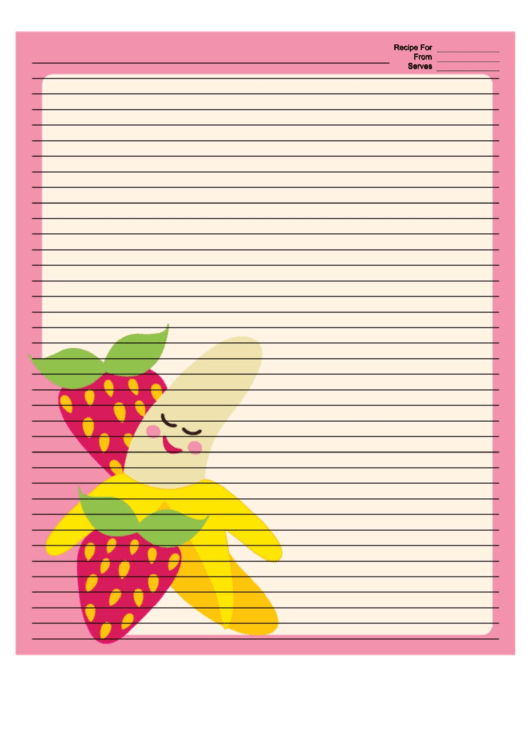 Banana Strawberries White Recipe Card 8x10 Printable pdf