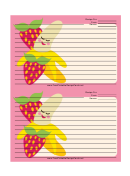 Banana Strawberries White Recipe Card