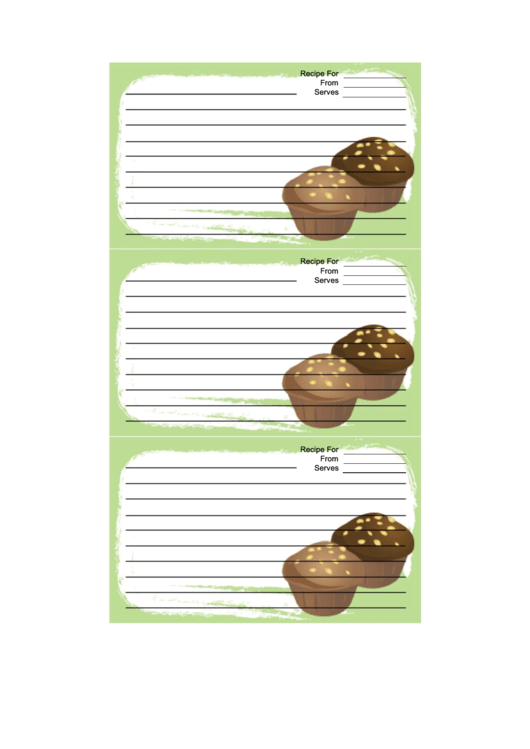 Green Muffins Recipe Card Template Printable pdf