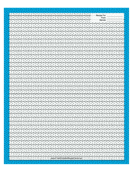 Blue Dots Recipe Card 8x10 Printable pdf