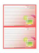 Umbrella Drink Pink Recipe Card Template