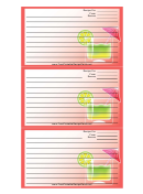 Umbrella Drink Pink Recipe Card Template