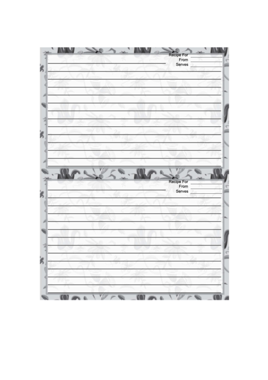 Flowers Vines Recipe Card 4x6 Printable pdf