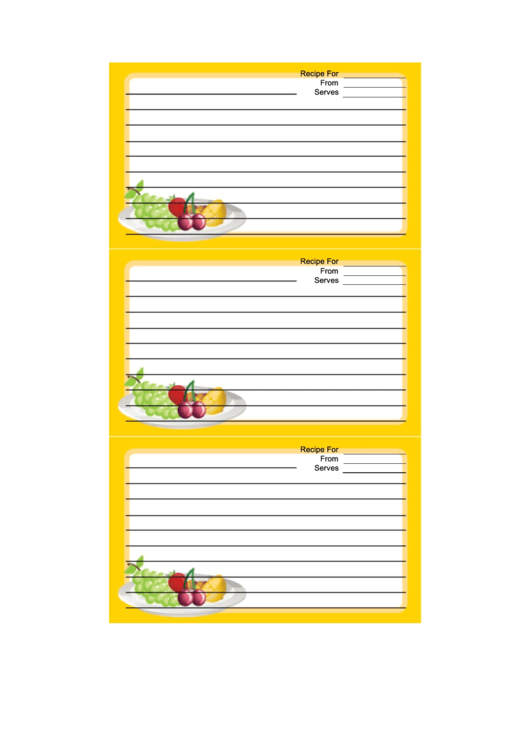 Yellow Fruit Recipe Card Template printable pdf download