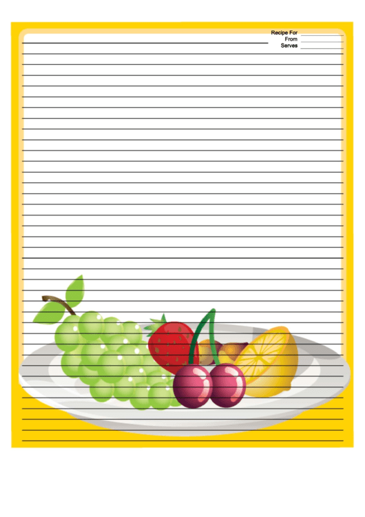 Yellow Fruit Recipe Card 8x10 Printable pdf