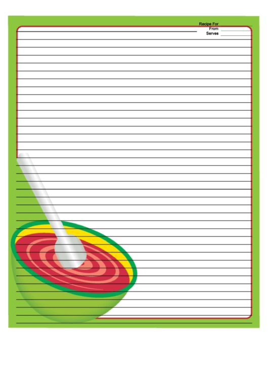 Mixing Bowl Green Recipe Card 8x10 Printable pdf