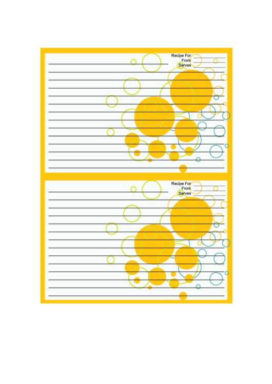 Orange Polka Dots Recipe Card 4x6 Template Printable pdf
