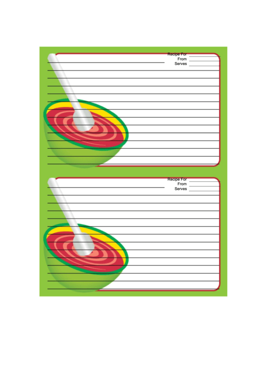 Mixing Bowl Green Recipe Card Printable pdf