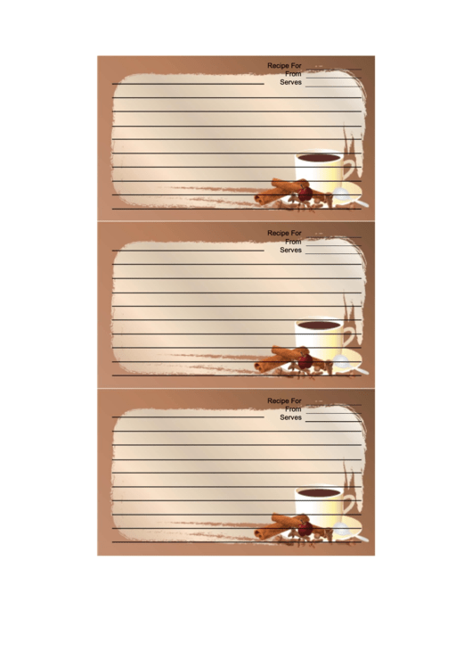 Cinnamon Coffee Brown Recipe Card Template Printable pdf