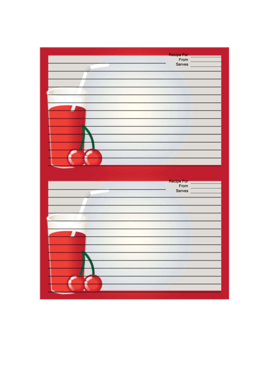 Tall Red Drink Red Recipe Card Printable pdf