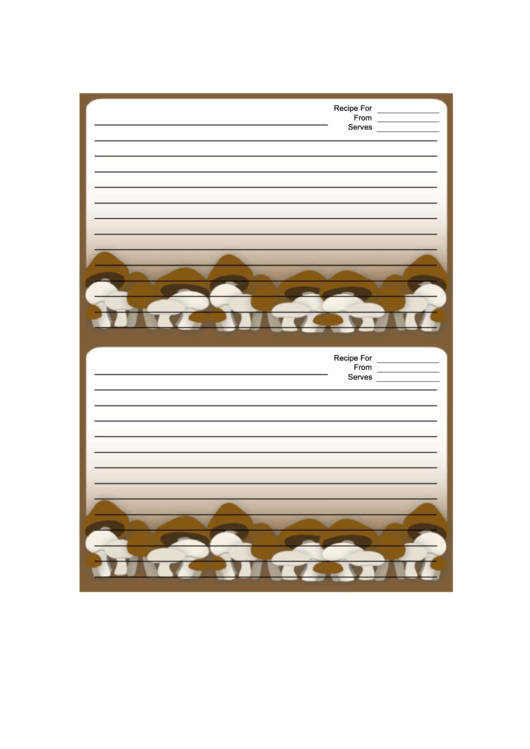 Brown White Mushrooms Recipe Card Printable pdf