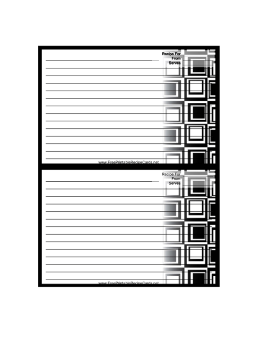 Black Squares Recipe Card Template 4x6 Printable pdf