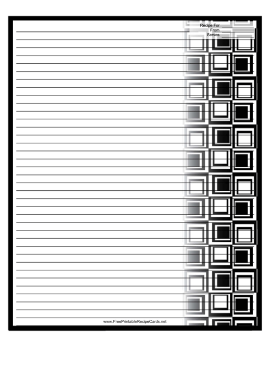 Black Squares Recipe Card 8x10 Printable pdf