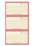 Gingham Recipe Card Template