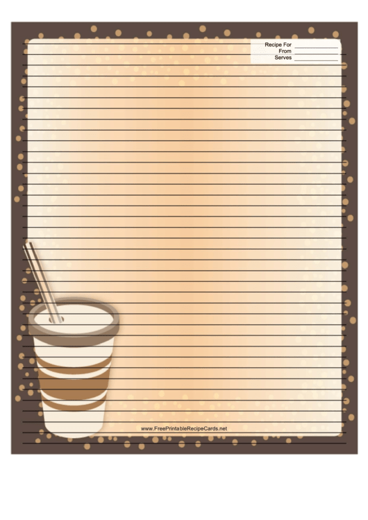 Brown Paper Cup Recipe Card 8x10 Printable pdf