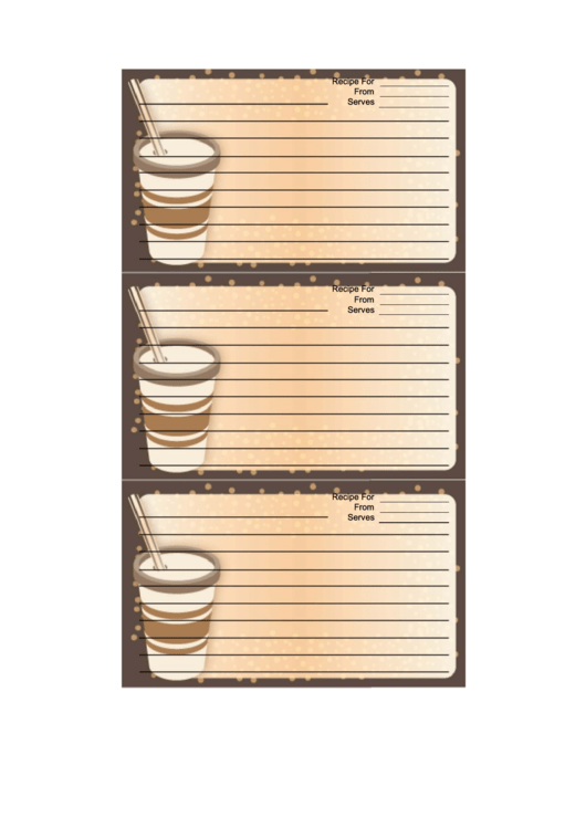 Brown Paper Cup Recipe Card Template Printable pdf