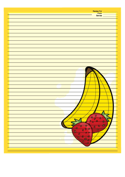 2 Bananas 2 Strawberries Yellow Recipe Card 8x10 Template Printable pdf
