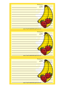 Bananas Strawberries Yellow Recipe Card Template