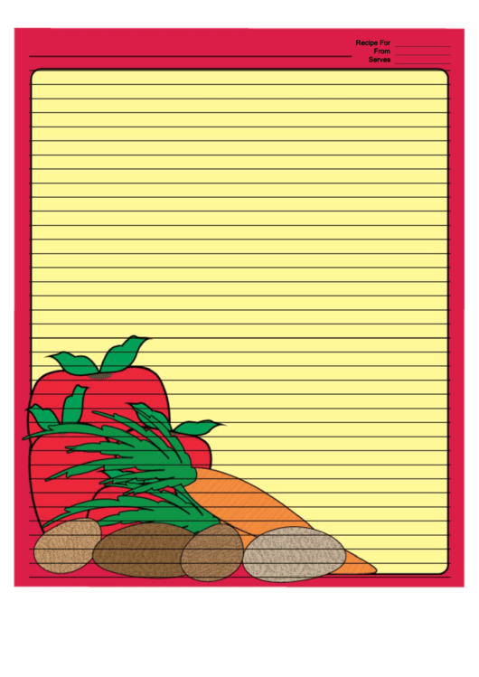 Vegetables Red Recipe Card 8x10 Printable pdf