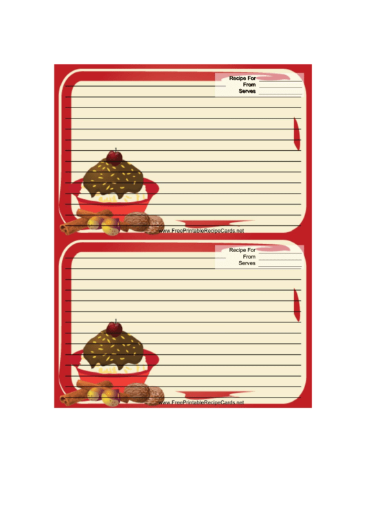 Chocolate Sundae Red Recipe Card Printable pdf
