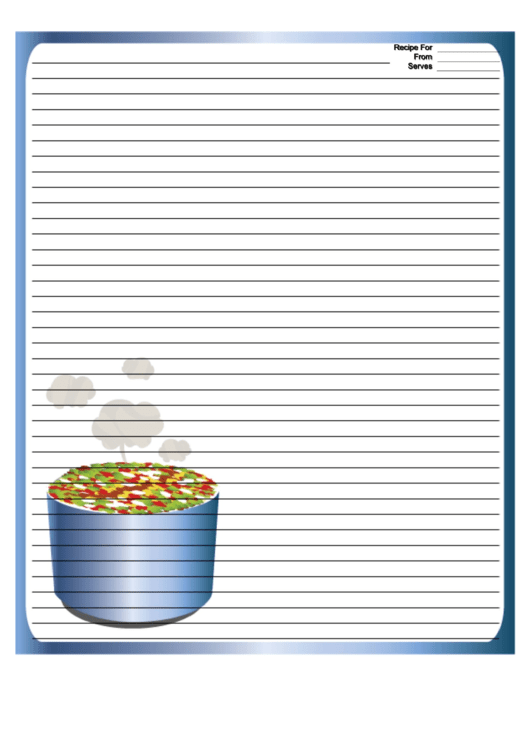 Tasty Blue Recipe Card 8x10 Printable pdf