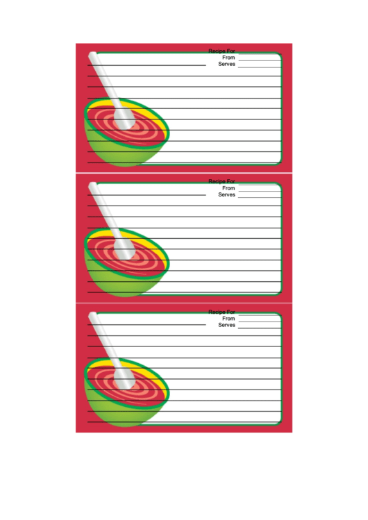 Mixing Bowl Red Recipe Card Template Printable pdf