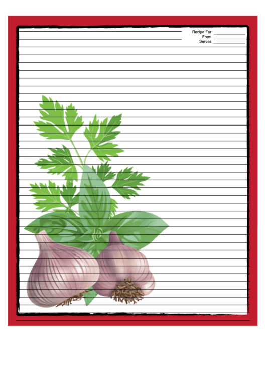 Garlic Red Recipe Card 8x10 Printable pdf