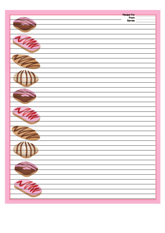 Colorful Cookies Pink Recipe Card 8x10 Printable pdf