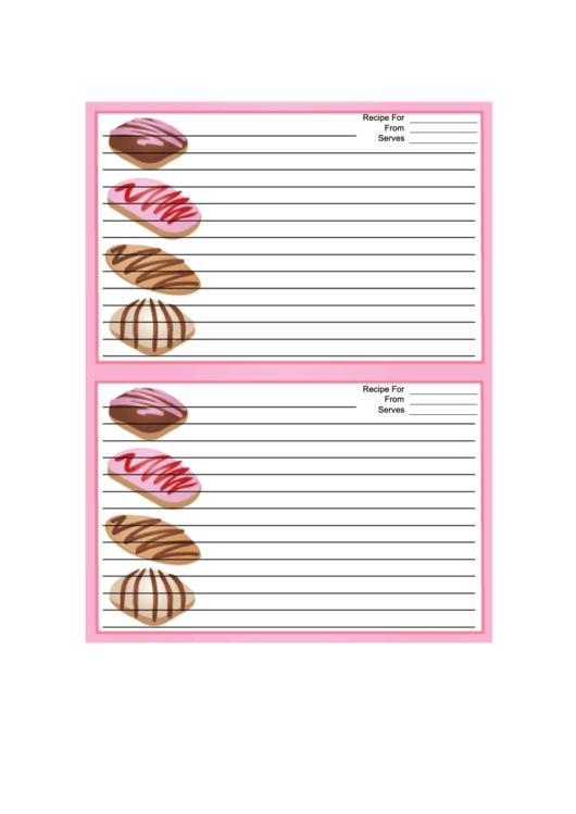 Colorful Cookies Pink Recipe Card Template Printable pdf