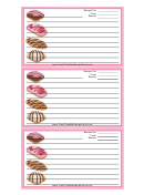 Colorful Cookies Pink Recipe Card Template