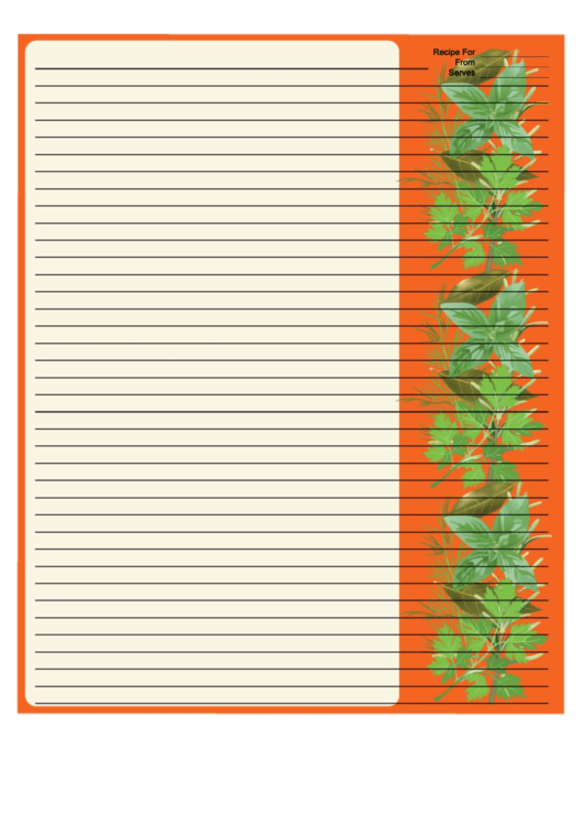 Orange Herbs Recipe Card 8x10 Printable pdf