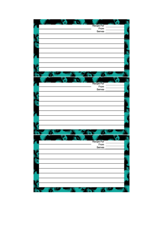 Green Border Recipe Card Template Printable pdf