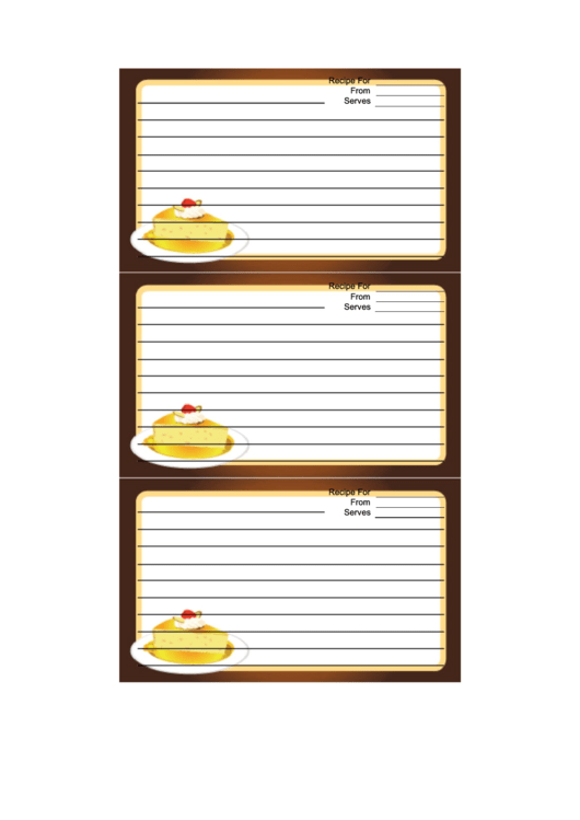 Brown Cheesecake Recipe Card Template Printable pdf