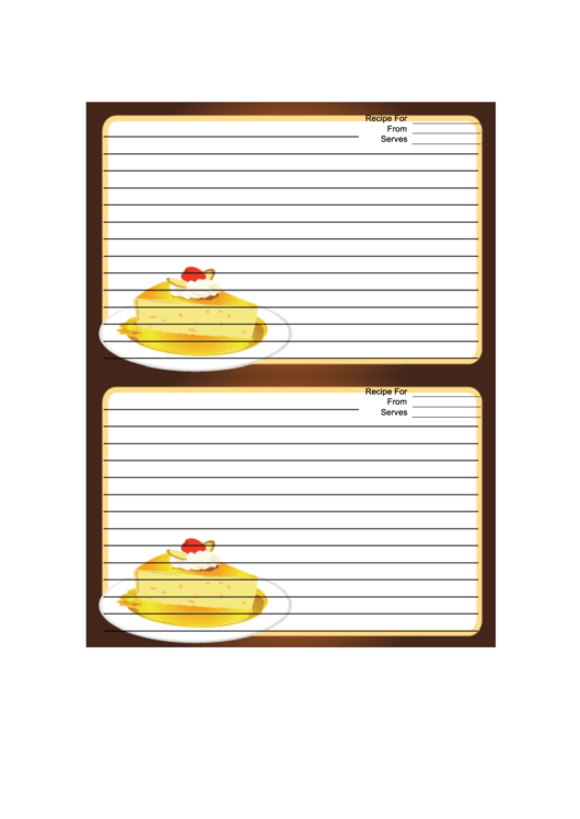 Brown Cheesecake Recipe Card 4x6 Printable pdf