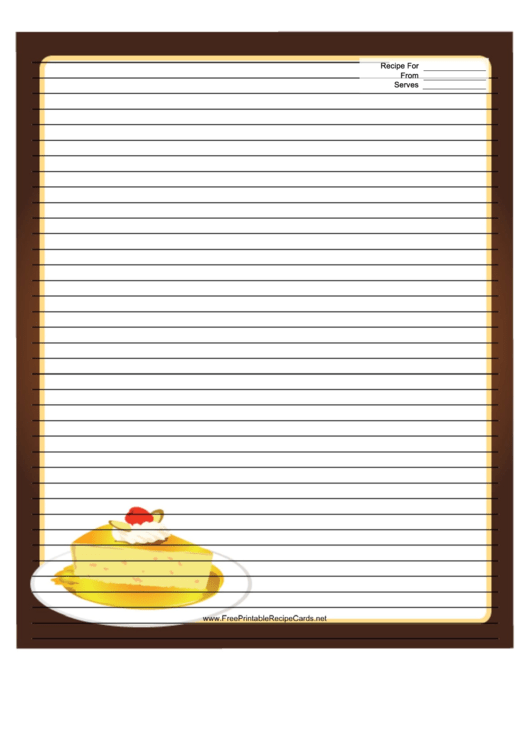 Brown Cheesecake Recipe Card 8x10 Printable pdf