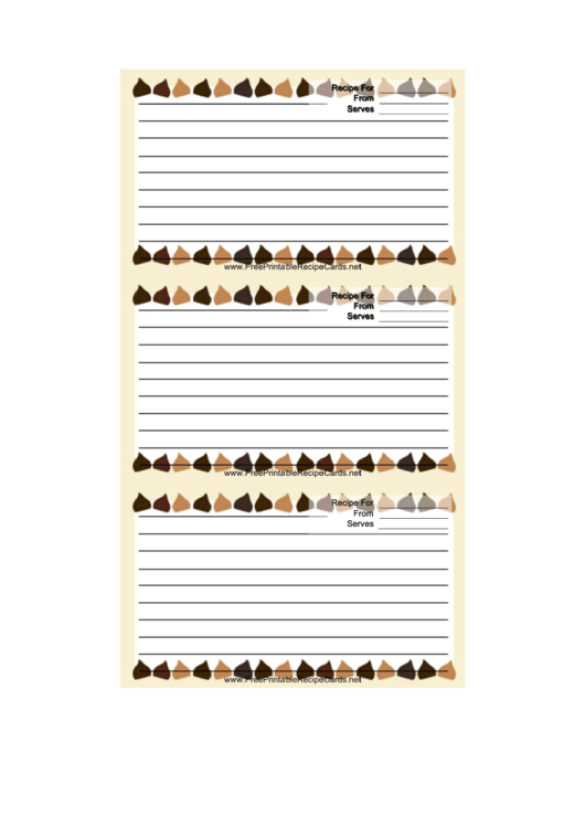 Yellow Chocolate Chips Recipe Card Template Printable pdf