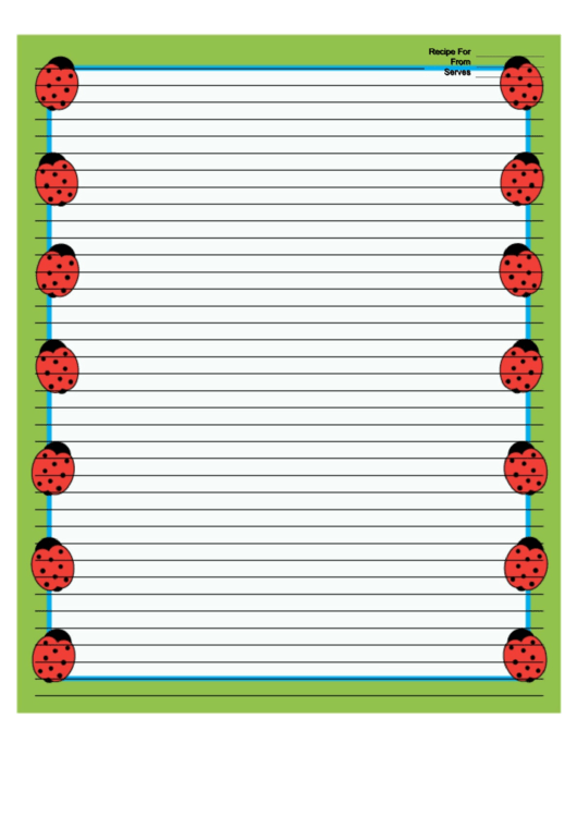 Green Ladybugs Recipe Card 8x10 Printable pdf